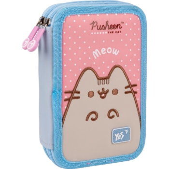 Пенал Yes Pusheen HP-01 твердый двойной голубой с персиковым (533549) - Pampik