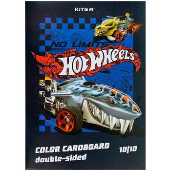Картон цветной Kite Hot Wheels, А4, двухсторонний, 10 листов (HW24-255) - Pampik