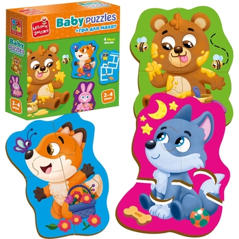 Пазли картонні з грою Vladi Toys Малюк зможе Лісові звірі, 14 елементів (VT1722-26) - Pampik - 3