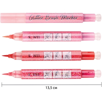 Набор акварельных маркеров Santi Glitter Brush Оттенки красного 3 шт. (390768) - Pampik - 2
