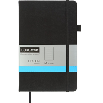 Книга записная Buromax Etalon в точку 195х125 мм черная 96 листов (BM.291360-01) - Pampik