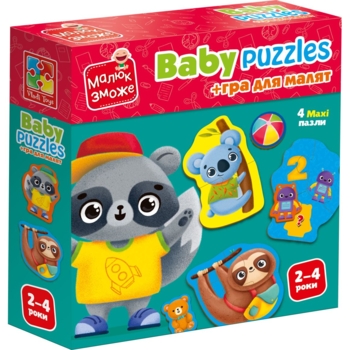Пазлы картонные с игрой Vladi Toys Малыш сможет Животные Игрушки, 12 элементов (VT1722-27) - Pampik