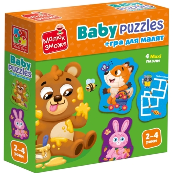 Пазли картонні з грою Vladi Toys Малюк зможе Лісові звірі, 14 елементів (VT1722-26) - Pampik