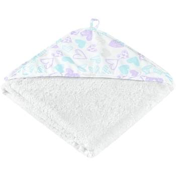 Уголок махровый Home line сердца 90х90 см белый с лавандовым и бирюзовым (179690) - Pampik