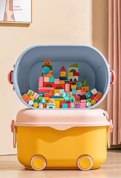 Многофункциональный ящик для хранения игрушек Poppet Свинка Йеллоу на колесах, средний (PP-002Y-M) - Pampik - 9