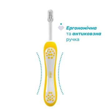 Зубна щітка Chicco для перших зубів, 6-36 міс., 2 шт., блакитна з жовтим - Pampik - 2