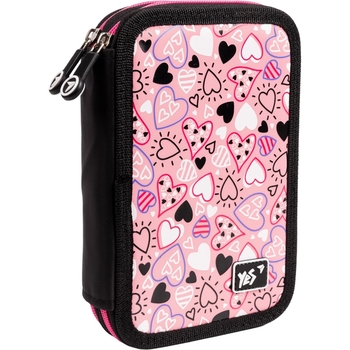 Пенал Yes My Heart HP-01 твердый двойной розовый с черным (533554) - Pampik