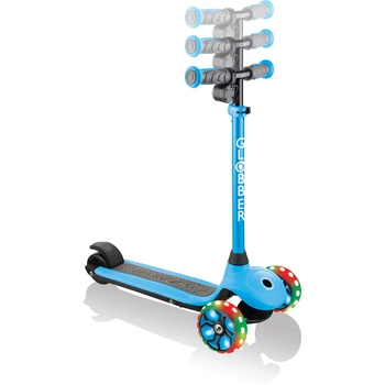 Электросамокат Globber E-Motion 4, 3-колесный с подсветкой, до 50 кг, голубой (755-101) - Pampik - 5