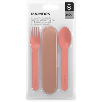 Набір столових приборів Suavinex Go natural у футлярі рожевий (401508) - Pampik - 2