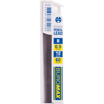 Стрижні для механічних олівців Buromax В 0.5 мм 12 шт. (BM.8661) - Pampik
