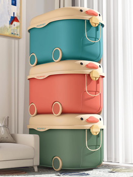 Многофункциональный ящик для хранения игрушек Poppet Утенок Оранж на колесах средний (PP-001O-M) - Pampik - 11