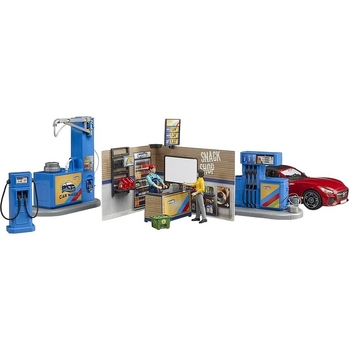 Игровой набор Bruder АЗС с автомойкой, автомобилем и фигурками (62111) - Pampik