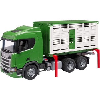 Игрушечная машинка Bruder Автомобиль Scania Super 560R для перевозки животных с коровой 1:16 (03548) - Pampik - 7