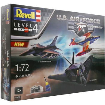 Сборная модель Revell набор к 75-й годовщине US Air Force 3 самолета масштаб 1:72, 250 деталей (RVL-05670) - Pampik