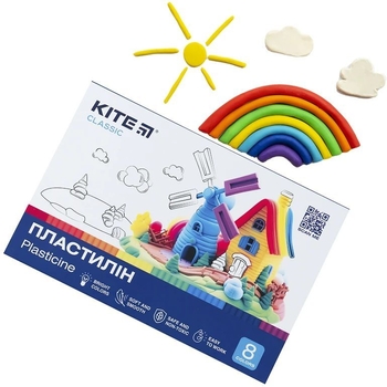 Пластилин восковой Kite Classic 8 цветов 160 г (K-082) - Pampik - 6