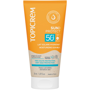 Солнцезащитное увлажняющее молочко для тела и лица Topicrem Sun Protect SPF50+ 50 мл - Pampik