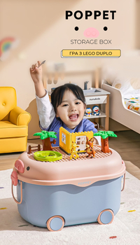 Многофункциональный ящик для хранения игрушек Poppet Свинка Блу на колесах средний (PP-002B-M) - Pampik - 7