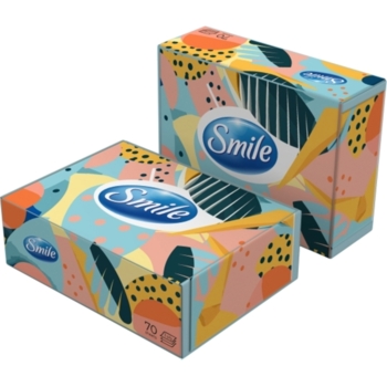 Серветки косметичні тришарові Smile білі 70 шт. в асортименті - Pampik