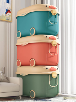 Многофункциональный ящик для хранения игрушек Poppet Утенок Оранж на колесах, большой (PP-001O-L) - Pampik - 11