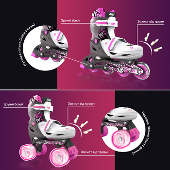 Роликовые коньки Neon Combo размер 34-37 серо-розовые (NT31P4) - Pampik - 8