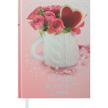 Ежедневник датированный Buromax Romantic 2024 A5 розовый (BM.2170-10) - Pampik