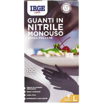 Рукавиці одноразові Irge нітрилові чорні розмір L 100 шт - Pampik