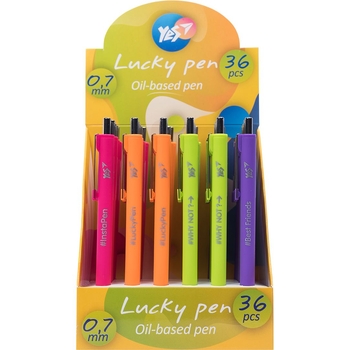 Ручка кулькова Yes Lucky Pen сині чорнила упаковка 36 шт. (411967) - Pampik