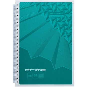 Тетрадь Buromax Prime на пружине А5, 96 листов бирюзовая (BM.24551101-06) - Pampik