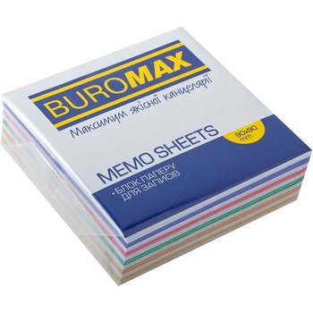 Блок бумаги для заметок Buromax Зебра проклеенный 90х90х30 мм разноцветный (BM.2256) - Pampik