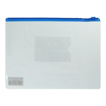Папка-конверт на молнии zip-lock Buromax А5 глянцевый прозрачный пластик синяя (BM.3947-02) - Pampik