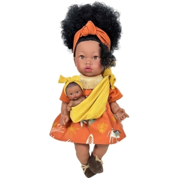 Лялька Nines d'Onil Alika з малюком у помаранчевому одязі 40 см (3720) - Pampik