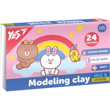 Пластилін Yes Line Friends 24 кольори, 480 г (540683) - Pampik