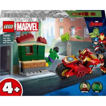 Конструктор LEGO Super Heroes Marvel Железный Человек на мотоцикле и Халк, 68 деталей (76287) - Pampik