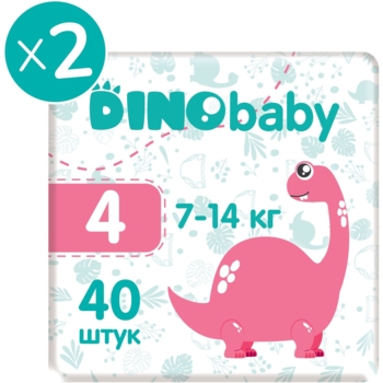 Набір підгузків на липучках Dino Baby 4 (7-14 кг), 80 шт. (2 уп. по 40 шт.) - Pampik - 2