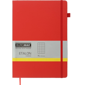 Книга записная Buromax Etalon в клеточку 295х210 мм красная 96 листов (BM.294160-05) - Pampik
