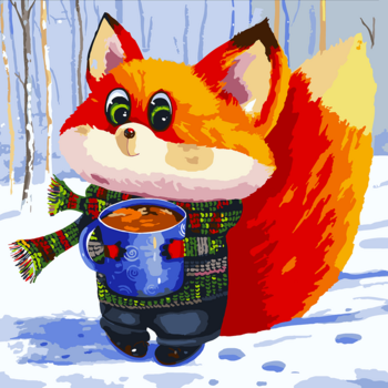 Картина за номерами Santi Лисеня з гарячим шоколадом 40х40 см - Pampik