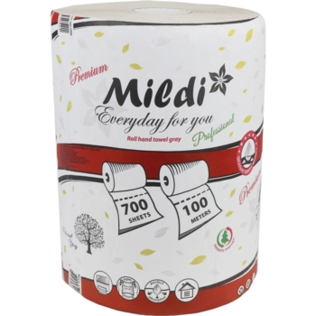 Паперові рушники Mildi Premium одношарові, 100 метрів, 700 відривів, сірий - Pampik