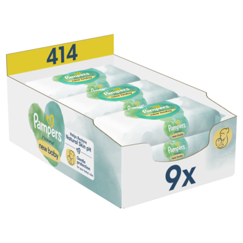 Дитячі вологі серветки Pampers Harmonie New Baby Aloe Vera, 414 шт. (9 уп. по 46 шт.) - Pampik