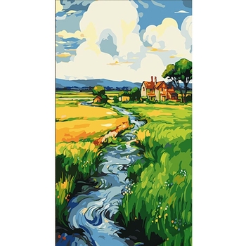 Набір для розпису по номерах Strateg Будинок біля річки 50х25 см (WW161) - Pampik