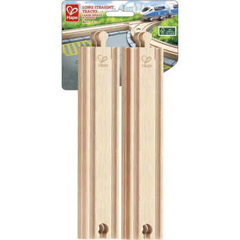 Набір для залізниці Hape довгі прямі рейки 4 шт. (E3779) - Pampik