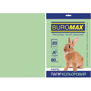 Бумага цветная Buromax Pastel А4 20 листов светло-зеленая (BM.2721220-15) - Pampik