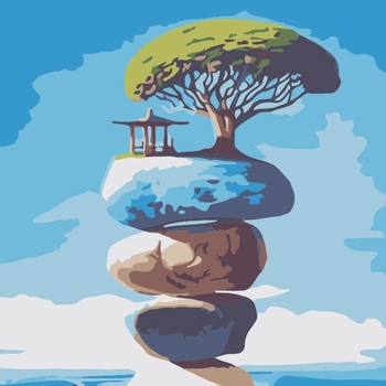 Набір для розпису по номерах Strateg Будинок на камінні 20х20 см (HH5746) - Pampik