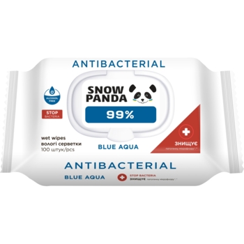 Серветки вологі для рук та тіла Сніжна Панда Антимікробні 99.9% Blue Аqua, 100 шт. - Pampik