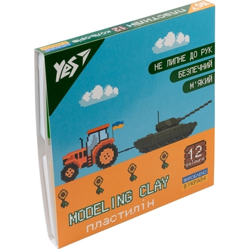 Пластилин Yes 8 bit 12 цветов 240 г (540639) - Pampik