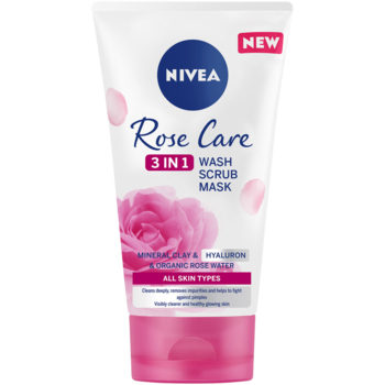 Гель скраб и маска для лица 3 в 1 Nivea Rose Care 3 в 1 150 мл - Pampik