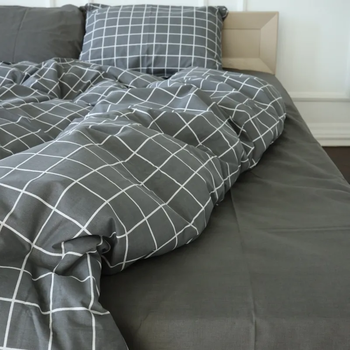 Простирадло MirSon Бязь 17-4815 Lugano 110х160 см сіре (2200009019098) - Pampik