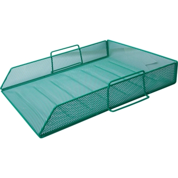 Лоток для бумаги Buromax горизонтальный металлический 33.5х27.5х7.8 см зеленый (BM.6254-04) - Pampik