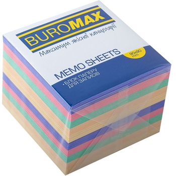 Блок паперу для нотаток Buromax Декор непроклеєний 90х90х70 мм різнобарвний (BM.2289) - Pampik