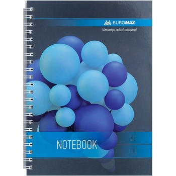 Тетрадь Buromax Sphere на пружине А5, 80 листов синяя (BM.24552101-02) - Pampik