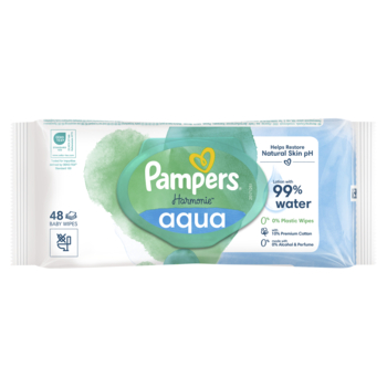 Дитячі вологі серветки Pampers Harmonie Aqua, 48 шт. - Pampik - 2